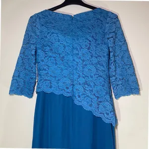 LanTing Formal Maxi Dress Women Teal Blue Lace Chiffon Mother of Bride Gown NWOT thumbnail 4