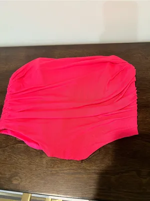 Strapless Ruched Hot Pink Swim Top thumbnail 4