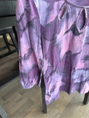 Ann Taylor Purple Tie-Dye Keyhole 3/4 Sleeve Top thumbnail 4
