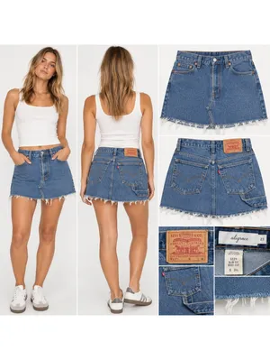aligrace reworked vintage Levi’s 517 raw-hem mini skirt thumbnail 2