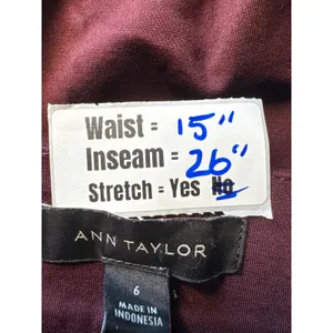Ann Taylor Burgundy Pants Size 6 Career Work Office Side Zip‎ thumbnail 3