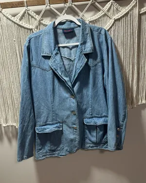 Denim&Co Light Blue Denim Blazer with Flap Pockets thumbnail 1
