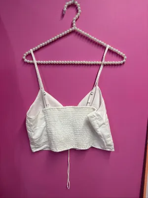 Abercrombie White Tie-Front Cropped Cami Top thumbnail 2