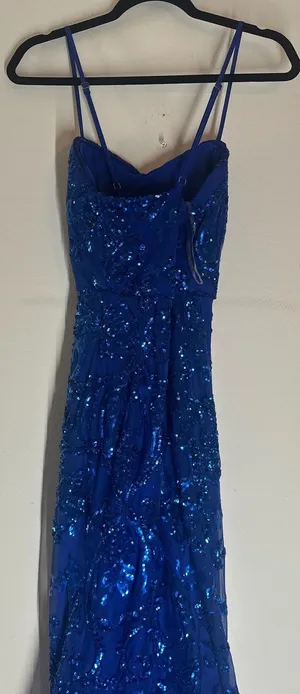 Luxmi Royal Blue Sequin Mermaid Maxi Dress Small Formal Prom Gown Sweetheart thumbnail 1