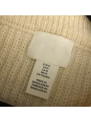 H&M Ivory Oversized Knit Sweater Medium Cotton Blend Boxy Side Slits Chunky Knit thumbnail 4