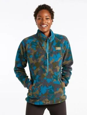 L.L. Bean blue mountain classic camo fleece quarter zip sweater size medium reg thumbnail 2