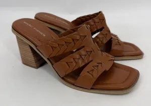 Marc Fisher Melita Brown Woven‎ Block Heel Sandals Womens 8M Casual thumbnail 1