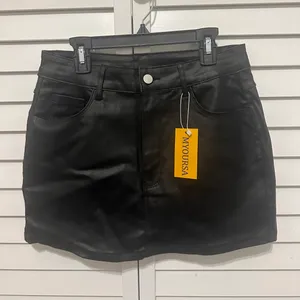 SheIn Black Leather Mini Skirt thumbnail 3