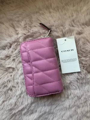 NWT Coach Quilted Pillow Essential Small Zip Around Card Case CM505 Fuchsia thumbnail 3
