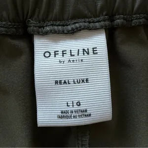 NWT OFFLINE By Aerie Real Luxe Faux Leather Wide Leg Pant in Green Size L thumbnail 12