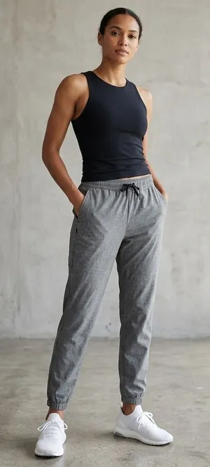 Banana Republic BR Sport Flyweight Jogger Pants Core Temp Grey Heather Womens L‎ thumbnail 1