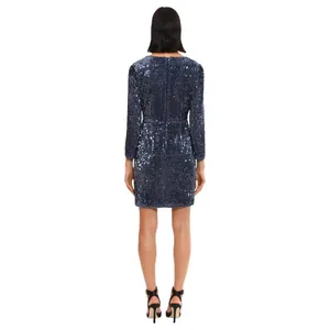 NWT Donna Morgan Holiday Sequin Dress Event Occasion Cocktail Dark Blue Gray 16 thumbnail 4