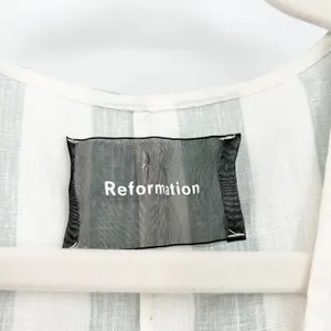 Reformation Womens Bayu‎ Linen Dress Size 2 Baltic Striped Button Front Pockets thumbnail 5