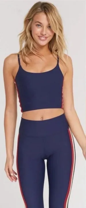 Spiritual Gangster Practice Cami‎ Navy Blue Side Stripe Crop Top Size Small thumbnail 1