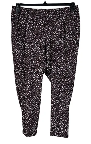 Torrid SZ 1 (1X-Large) Taper Crepe Pants Stretch Leopard Hi-Rise Pleated Purple thumbnail 1