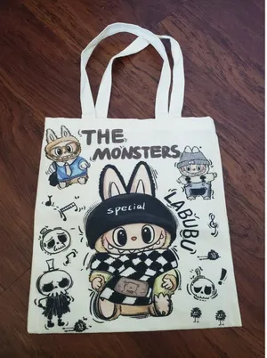 Labubu Chic Kawaii Retro Eco Friendly Trendy Sturdy Reusable Tote Bag thumbnail 1