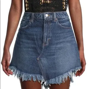 We The Free Bailey Fringe Blue Denim Mini Skirt Size 26 thumbnail 1