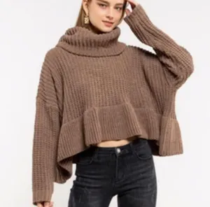 POL Chenille Flounce Hem Cowl Neck Sweater thumbnail 2