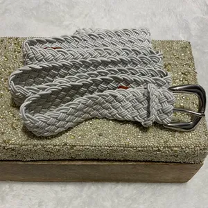 Ralph Lauren White Braided Cord Belt Silver Buckle Trim Size 44 inches thumbnail 9