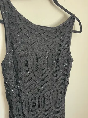 CACHE | Black Beaded Lace Midi Dress Sz S thumbnail 3