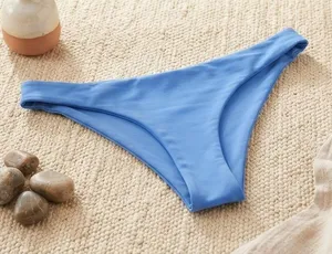 Solid Cornflower Blue Women’s Cheeky Bikini Bottoms Seamless High Leg Low Rise thumbnail 1