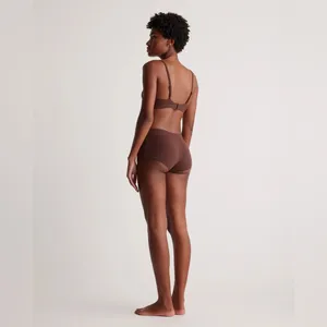 NWOT Quince Second Skin Crossover Bralette (2-pack) in Brown Cocoa Sz Large thumbnail 4