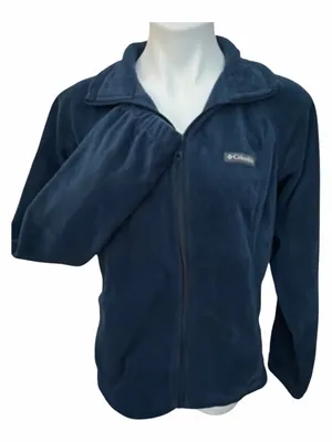 Columbia Women’s Dark Navy Full-Zip Fleece Jacket Pockets thumbnail 1