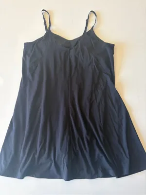 Xersion EverRestore fitted Strappy Dress Short Built In Bra Jumpsuit Black large thumbnail 8
