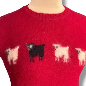 Skyr Sportswear Vintage Red Shetland Wool Black Sheep Sweater Vest Size 36 thumbnail 2