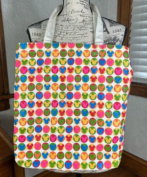 Disney Mickey Mouse Multicolor Rainbow Canvas Tote Bag thumbnail 1