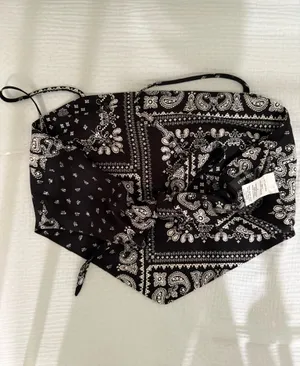 Pattern Bandeau Boutique Top Black thumbnail 2