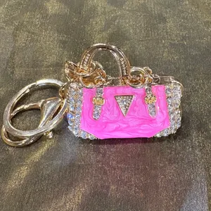 Source Unknown Pink and Gold Mini Bag Keychain thumbnail 3