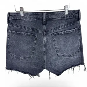 Old Navy OG Straight High Rise Button Fly Distressed Denim Shorts Black Women 12 thumbnail 2