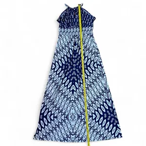 London Times Patterned Maxi Dress Wrinkle Resistant Wedding Guest Blue White Size 6 thumbnail 5
