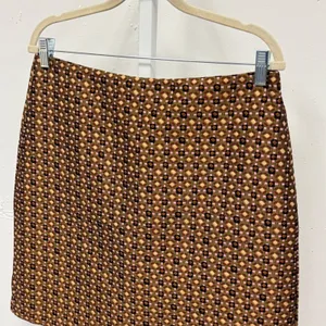 Ann Taylor LOFT Brown Geometric Jacquard Mini Skirt Size 10 A-Line Lined Boho thumbnail 3
