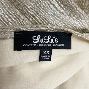 Lulus All that Shimmers is Gold Light Gold Maxi Plunging Neck Dress Size XS thumbnail 9