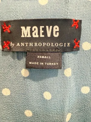 ANTHROPOLOGIE MAEVE‎ Morris Polka Dot Swing Dress Blue and White XS thumbnail 5