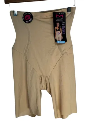Maidenform High Waist Thigh Slimmer Shapewear Beige‎ Cool Comfort Firm Control M thumbnail 1