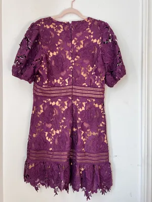 Adelyn Rae Purple 3D Lace Floral Dress Women's XL Cocktail Wedding Guest thumbnail 3
