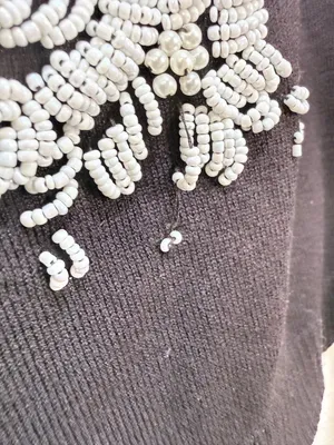 Y2K Beaded Embellished Silk Blend Sleeveless Sweater Tank Top Shell Medium thumbnail 4