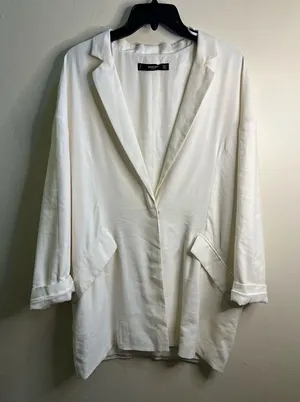 Mango Off-White Relaxed‎ Oversized Double-Button Blazer Medium thumbnail 1