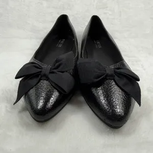 Kenneth Cole Reaction Black Textured Bow Pointed Toe Ballet‎ Flats Shoes 7.5 thumbnail 2