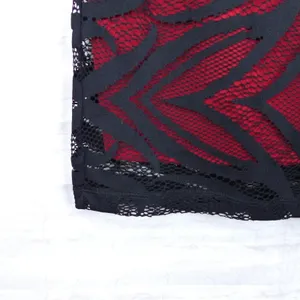 Bisou Bisou Michele Bohbot Pencil Skirt XS Red Black Lace Midi Gothic Vamp Y2K thumbnail 4