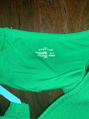 Aerie Green Textured Bralette Swim Top Large thumbnail 4