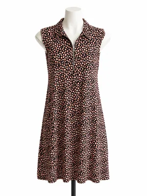 Ava & Grace Retro Black and Orange Printed Zip-Front Mini Dress thumbnail 3