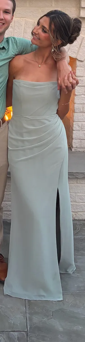 Azazie Bridesmaid Dress Green Agave thumbnail 1
