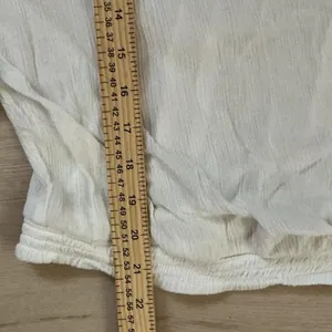 Free People Boho Embroidered Cold Shoulder Blouse Womens M Ivory Beaded Top thumbnail 6