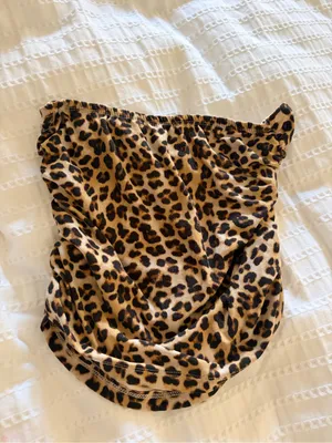 Faded Rose Leopard Print Strapless Tube Top - Brown & Black thumbnail 6