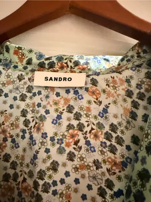Sandro Kids Floral Puff-Sleeve Dress - Light Green Multi thumbnail 3