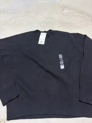 Uniqlo NWT smooth cotton blend long sleeve Black Crewneck Sweater SMALL MSRP$50 thumbnail 2
